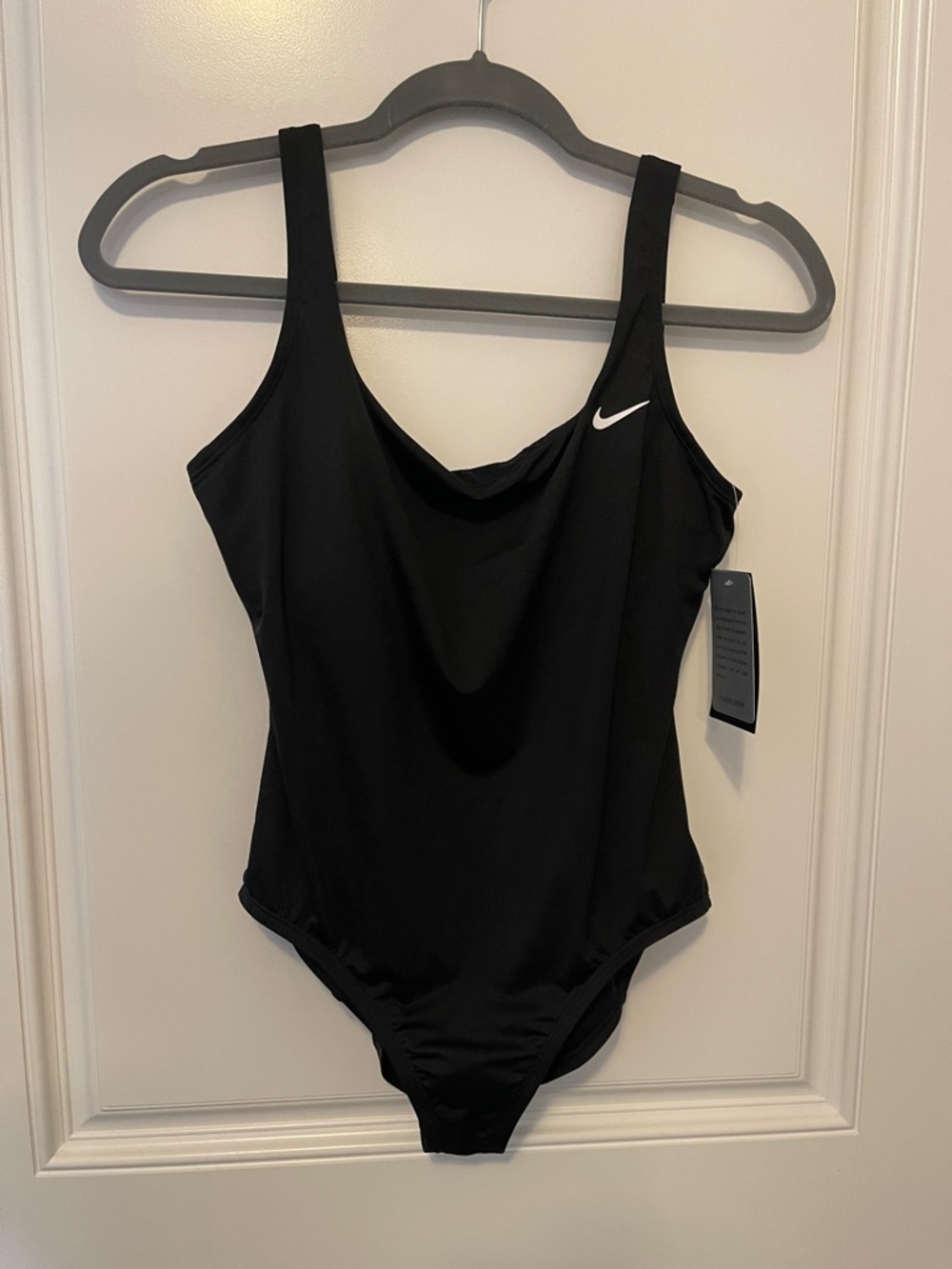 Nike Black Scoop Back One-Piece Swimsuit with White Swoosh